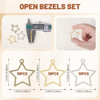Gartful 30PCS Open Back Bezel for Resin, Hollow Frame Pendants for Resin Casting, DIY Jewelry Making Supplies, Star Shape - Image 2