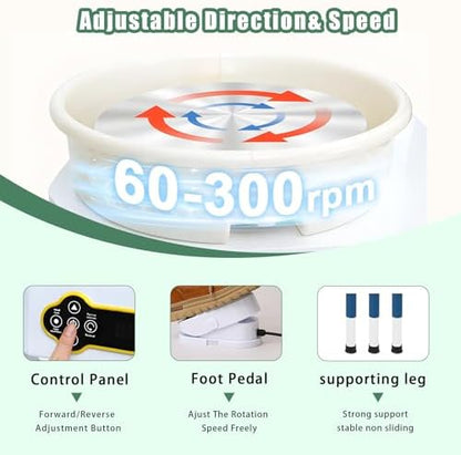 450W 14" Electric Pottery Wheel with LCD Panel Adjustable Speed Foot Pedal,Detachable Basin,Heighten Desk Legs,Clay Toolfor Kids, Adults, Beginners, Home DIY & Professional Pottery Making - Image 6
