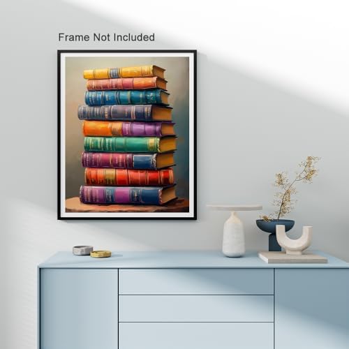 Natuyalo Paint by Numbers for Adults, Stacked Books Paint by Numbers Kit on Canvas for Beginners, Number Painting Set Art Craft Supplies, 3 Paintbrushes and Acrylic Paint 16x20 inch - Image 3