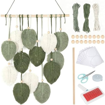 DIY Macrame Leaf Wall Hanging Beginners Macrame Kit, Includes Detailed Step-by-Step Instructions, Boho Macrame Leaf Tapestry Kit Wall Hanging, Handmade Enthusiast Gift for Home Living Room Bedroom by GYHPD