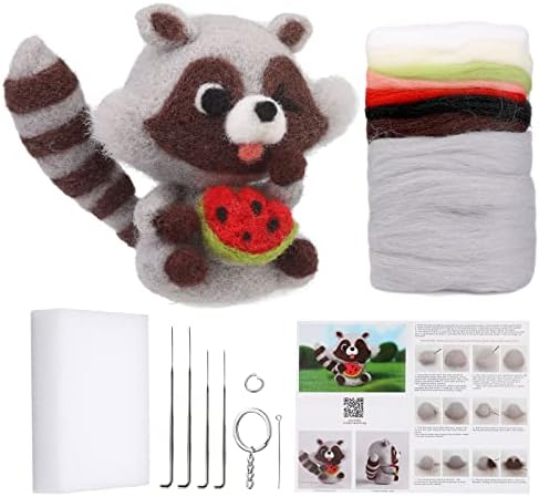 JUPEAN Needle Felting Kits for Beginners Adult Wool Felting kit Raccoon by Jupean