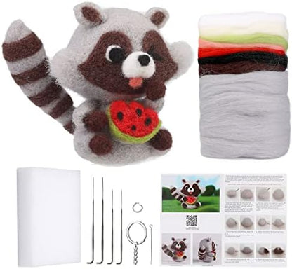 JUPEAN Needle Felting Kits for Beginners Adult Wool Felting kit Raccoon by Jupean