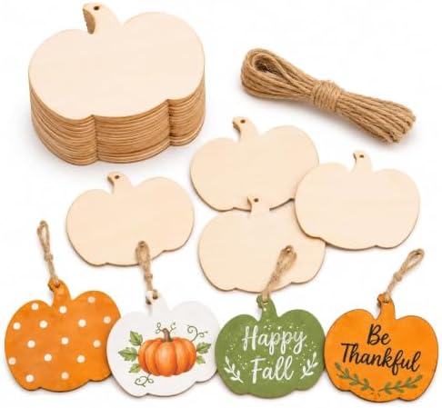 MAQIHAN Wooden Pumpkin Craft Kit 30 Pcs - Unfinished Fall Halloween Decor by MaqiIhanCustomOfficial