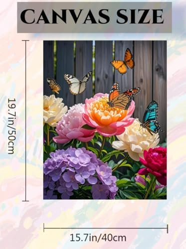 ACANDYL Flowers Paint by Numbers Kit for Adults Beginner Flowers Paint by Number for Adults Flower Canvas Painting by Number Rose Butterfly DIY Acrylic Oil Painting on Canvas Arts Craft Decor 16x20 in - Image 6