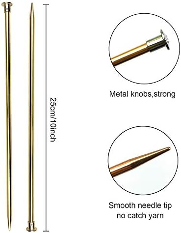 Weabetfu Aluminum Metal Knitting Needle,Colored Straight Single Pointed,10-inch Length for Handmade DIY Knitting,Size US 8(5.0mm) - Image 3