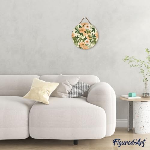 Figured'Art Paint by Numbers Kit for Adults on Wood Slice, 11.8in Diameter - Floral Pattern - Craft Art Painting DIY Canvas - Image 4