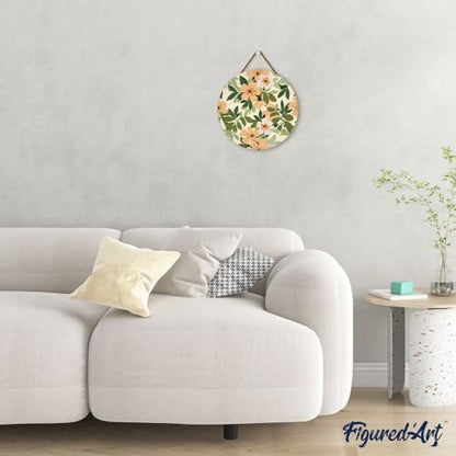 Figured'Art Paint by Numbers Kit for Adults on Wood Slice, 11.8in Diameter - Floral Pattern - Craft Art Painting DIY Canvas - Image 4
