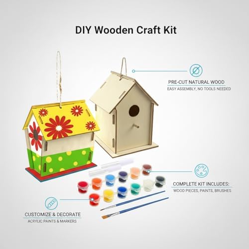 DIY Natural Wood Craft Kit - Pre-Cut Paintable Assembly Set for Home Decor, Includes Wooden Pieces for Creative Painting Projects - Image 5