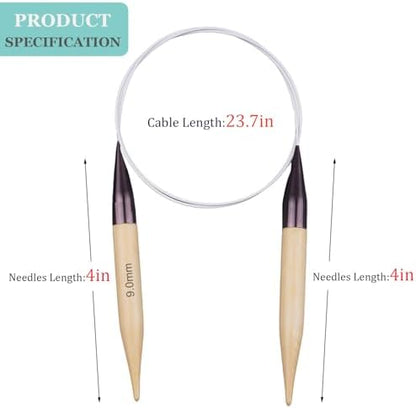 Weabetfu 32inch Bamboo Circular Knitting Needles US Size 13(9mm) - Image 2