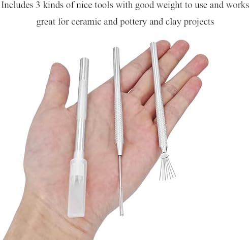 3 in 1 Clay Needle Tools Sculpting Ceramics Pottery Carving Tools for Model Clay Supplies, Ceramic & Pottery Tool Includes Sculpture Feather Pin Carving Knife Needle Texture Tool,9PCS Total,LXLVOUEG - Image 3