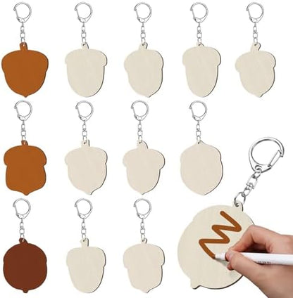 RattanView 24 Pcs Acorn Craft Keychains DIY Keychain, 12 Styles by RattanView