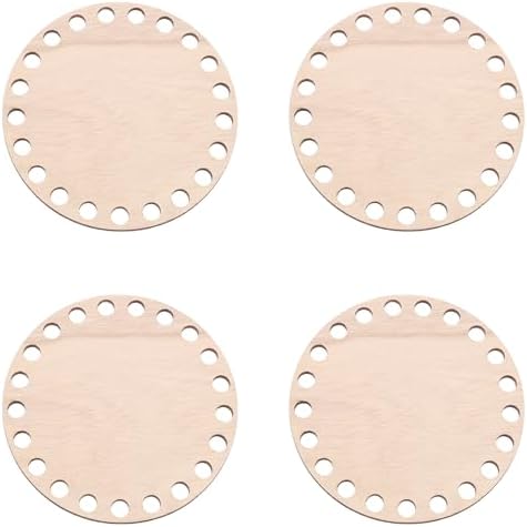 PATIKIL 4" Diameter Crochet Basket Bottom, 4Pcs Round Blank Crochet Knitting Wooden Base for DIY Crafts Weaving Basket Making Supplies Home Decoration, Brown by PATIKIL