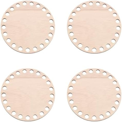 PATIKIL 4" Diameter Crochet Basket Bottom, 4Pcs Round Blank Crochet Knitting Wooden Base for DIY Crafts Weaving Basket Making Supplies Home Decoration, Brown by PATIKIL