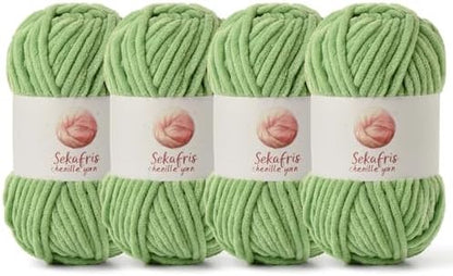 Chenille Yarn for Crocheting Size 5 Bulky Yarn 4 Avocado Green by Sekafris