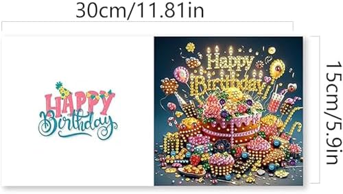 Huacan Diamond Art Painting Greeting Card Kit 6 Pcs, Diamond Art Diamond Flowers Words Greeting Cards Special Shaped Drill Arts Craft for Christmas Birthday Thanksgiving Day Holiday 30 x 15 CM - Image 2