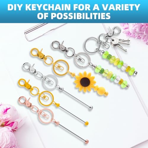 40 Pcs Beadable Keychains Bulk Kit – DIY Keychain Making Supplies with Metal Blanks for Crafts, Jewelry, Charms, Custom Projects – Blank Chain Bars for Beaded Keychain Design (Multicolor) - Image 5