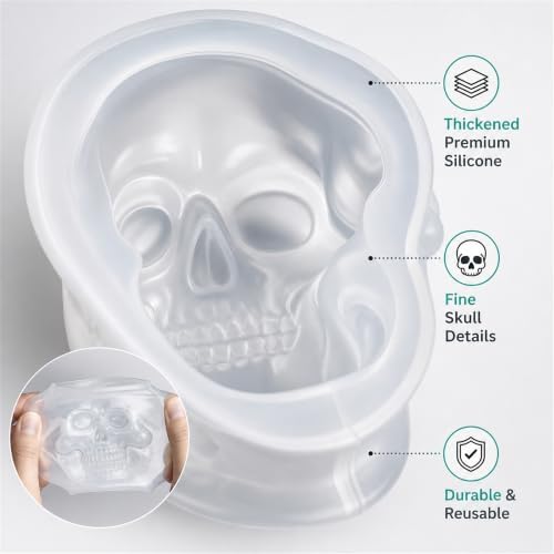 3pcs 3D Skull Resin Molds,Skull Molds for Epoxy Resin Casting- Candle Wax - Image 3
