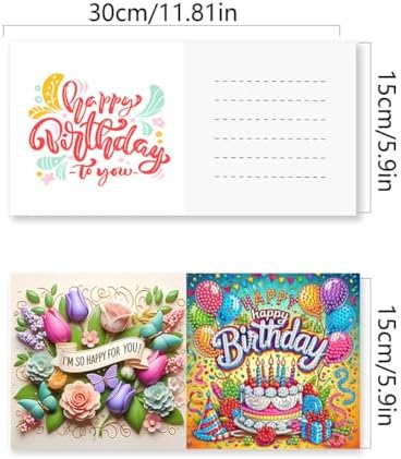 jinglinhh 6pcs Happy Birthday Football Butterfly Diamond Art Painting Greeting Cards with Envelopes, DIY Card Making Kits for Adults, Diamond Art Postcards Christmas Cards Craft Gifts - Image 2