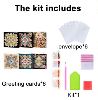 Diamond Art Cards with Envelopes–6PCS DIY Diamond Painting Greeting Cards Kit | Card Making Kit with Bling for Adults & Beginners | Birthday,Holiday & Thank You Cards (Mandala Flower) - Image 5