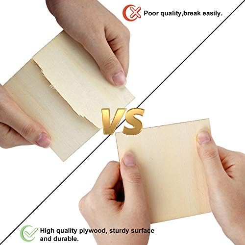 Blisstime 50PCS 4x4 Inch Wood Squares Unfinished Square Wood Pieces for Crafts,Painting, Writing, DIY Supplies, Engraving and Carving, Home Decorations (4x4 Inch 50Pcs) - Image 4