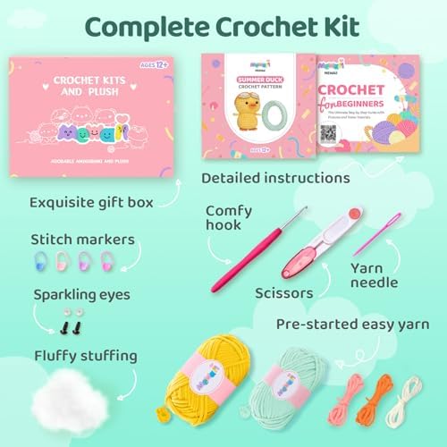 Mewaii Summer Duck Crochet Kit for Beginners, 40% Extra Yarn - Image 4