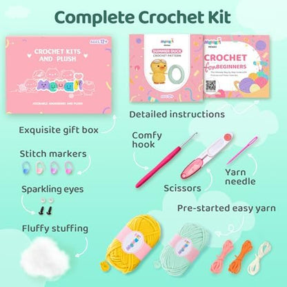 Mewaii Summer Duck Crochet Kit for Beginners, 40% Extra Yarn - Image 4