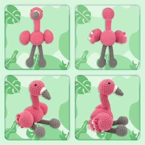 Noocro Flamingo Amigurumi Crochet Kit for Advanced Beginners & Intermediate, DIY Crochet Animal Plushie Kit with Soft Chenille Yarn, Hook, Stuffing & Instructions – Fun Craft Gift - Image 4