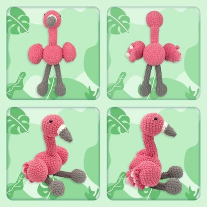 Noocro Flamingo Amigurumi Crochet Kit for Advanced Beginners & Intermediate, DIY Crochet Animal Plushie Kit with Soft Chenille Yarn, Hook, Stuffing & Instructions – Fun Craft Gift - Image 4
