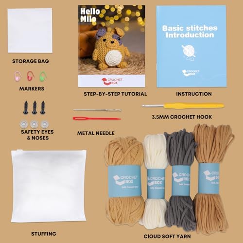 CrochetBox Pug Complete Crochet Kit for Beginners, Easy Craft for Adults - Image 4