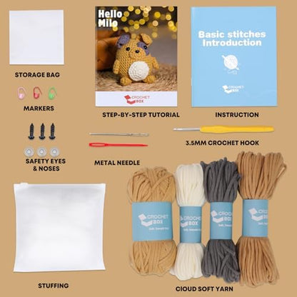 CrochetBox Pug Complete Crochet Kit for Beginners, Easy Craft for Adults - Image 4