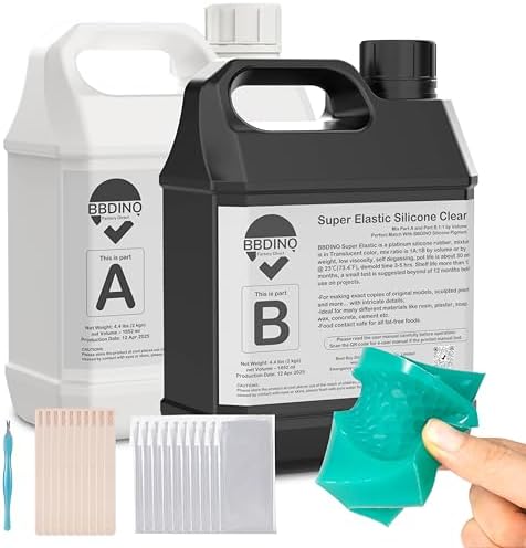 BBDINO Super Elastic Silicone Mold Making Kit 8A Clear 1 Gallon 8.8 lbs by BBDINO