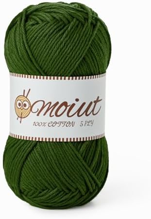 Cotton Yarn for Crocheting, Baby Yarn for Crocheting Soft, 131yds / 1.76oz Fluffy Amigurumi Crochet Yarn, 5 Ply 100% Milk Cotton Yarn for Puzzle、Socks、Clothes(Army Green) by OMoiut