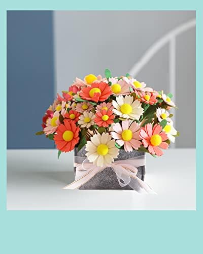 BAZIMA DIY Felt Flower Art Craft Kit, DIY Daisy Bouquet Kit, Floral Gifts, Beginner Craft Kit, Arrange Pre-Cut Flowers and Foliage - Image 4