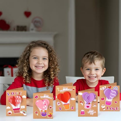 80UncleKimby 28Sets Valentines Day Crafts Card Making Kit DIY 3D Heart Cards with Envelopes Conversation Hearts Arts Craft Classroom Exchange Party Favors Bulk Supplies - Image 2