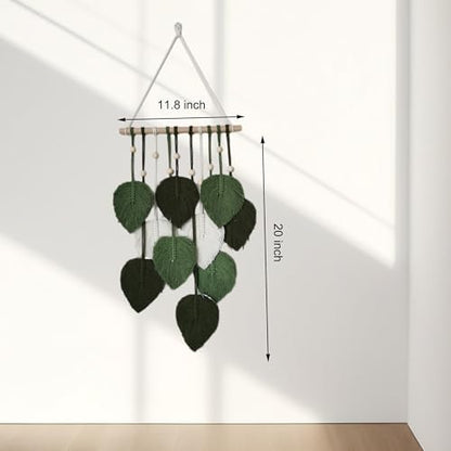 Zqyxiehuo DIY Macrame Leaf Wall Hanging Beginners Boho Wall Leaf Tapestry Kit Handmade Woven Tapestry Feather Wall Hanging DIY Macrame Kit for Adults Birthday Gift 11.8"(Green) - Image 4
