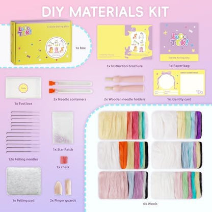 LUDOTEK Needle Felting Kit, 6 PCS Animal Needle Felting Beginner Kits, Wool Felt Needle Felting Tools Foam Pad, Craft Party Supplies for Beginners Adult(6pack Unicorn) - Image 2