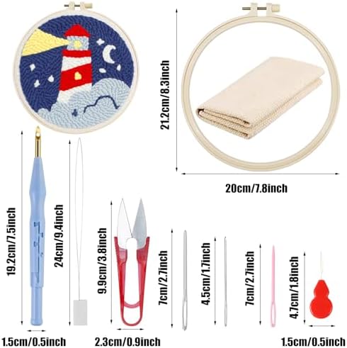 Woohome Punch Needle Kit Included Plastic Hoops, Punch Needle Cloth, Color Yarn and Punch Needle Tools for Adults, Beginners (Lighthouse and Sunset) - Image 6