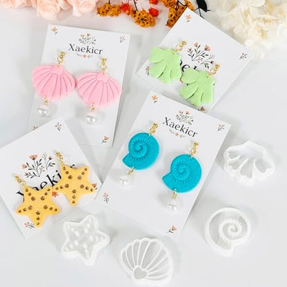 Xaekicr 4PCS Ocean Theme Polymer Clay Cutters Set – Starfish Seashell Clay Earring Cutters – Clay Tools for Polymer Clay Jewelry Making, Beach DIY Crafts Supplies - Image 6