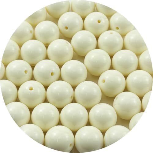 40pcs Acrylic Round Beads for Crafts 18mm Resin Candy Color Spacer Beads with Hole for Jewelry Making Sewing Crafts Decoration Necklaces Bracelets Earrings Supplies(Cream) by Unknown