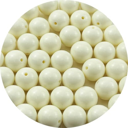 40pcs Acrylic Round Beads for Crafts 18mm Resin Candy Color Spacer Beads with Hole for Jewelry Making Sewing Crafts Decoration Necklaces Bracelets Earrings Supplies(Cream) by Unknown