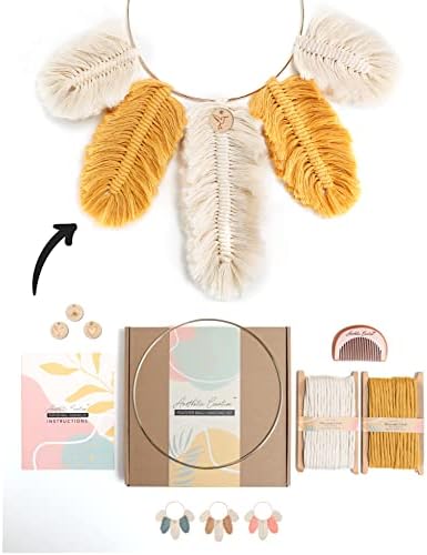 DIY Macrame Kit, Feather Dream Catcher Wall Hanging Kits for Teens & Adult Beginners, Craft Supplies for Boho Art Project-Macrame Cord, Gold Hoop, Accessories & Instructions (Sundial) by AestheticCreative