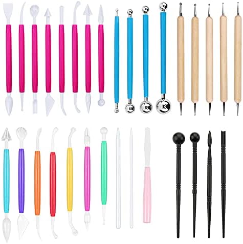 31 Pcs Cake Decorating Tool Set, Fondant Tool, Polymer Clay Tool, Modeling Clay Sculpting Tools Kits for Pottery Sculpture by Pebipoo