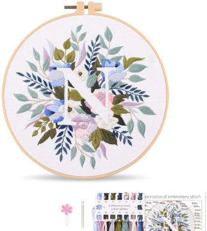 Harimau Letter N Pattern Embroidery Kit for Adult Beginners, Complete Starter Pack with 1 Hoop, Needles, Instruction Guide & Embroidery Stitch Video Tutorials by Unknown