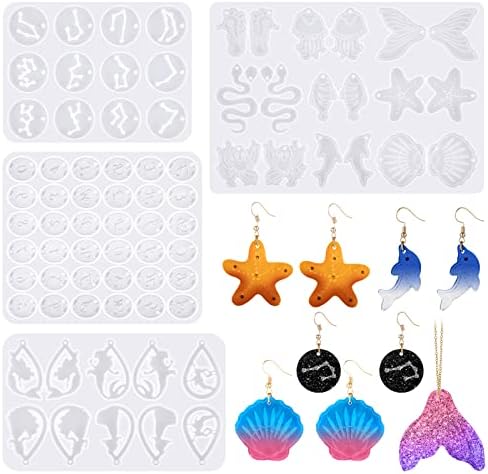 Patelai 4 Pcs Resin Earring Molds for Jewelry Making Kit, Mermaid Ocean by Patelai