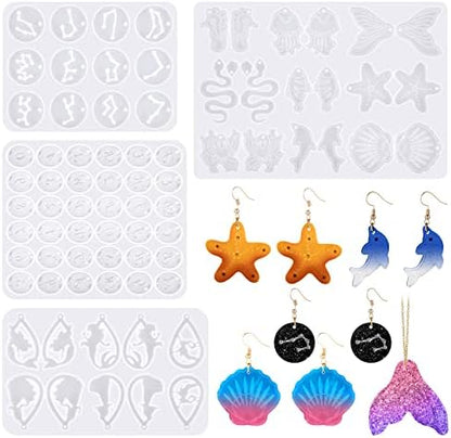 Patelai 4 Pcs Resin Earring Molds for Jewelry Making Kit, Mermaid Ocean by Patelai