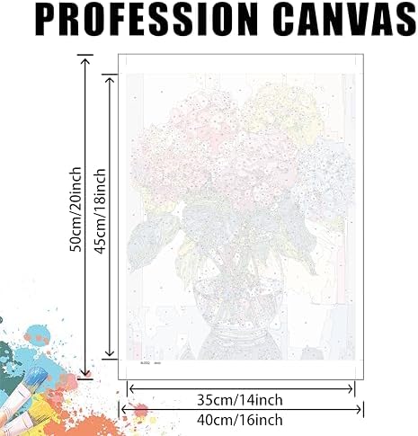 Yunruily Hydrangea Canvas Paint by Numbers for Adults-Paint by Numbers Adult Flowers,Painting by Number Flowers for Gifts and Home Wall Decor(with Gifts Box) 16x20inch - Image 4