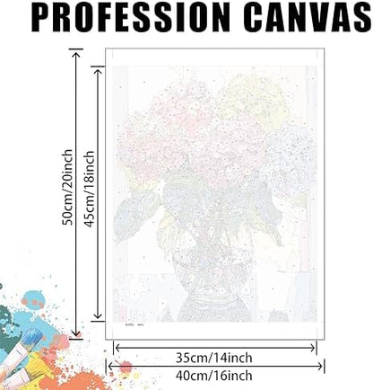 Yunruily Hydrangea Canvas Paint by Numbers for Adults-Paint by Numbers Adult Flowers,Painting by Number Flowers for Gifts and Home Wall Decor(with Gifts Box) 16x20inch - Image 4