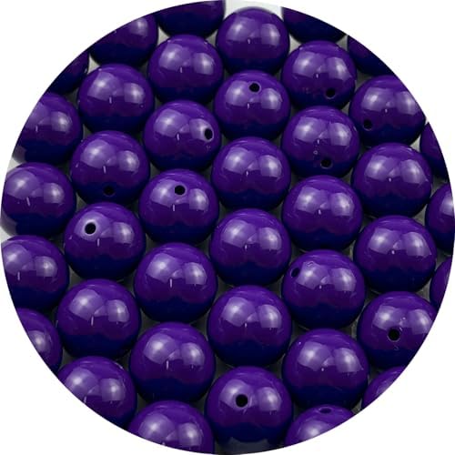 40pcs Acrylic Round Beads for Crafts 18mm Resin Candy Color Spacer Beads with Hole for Jewelry Making Sewing Crafts Decoration Necklaces Bracelets Earrings Supplies(Dark Purple) by Unknown