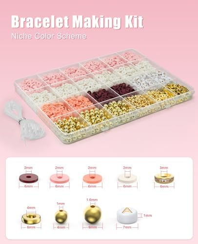 ClaBead Bracelet Making Kit - 3200Pcs Clay Beads With Gold and Letter Beads for Friendship Bracelets (Cute Pink) - Image 2