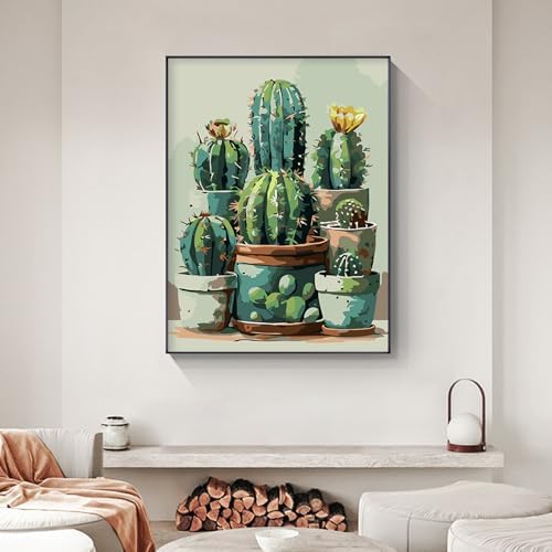 Yezavesu Cactus Framed Paint by Numbers Kit for Adults Beginner - Image 6